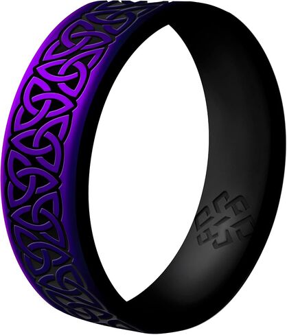 نظرية عقدة Trinity Celtic Silicone Ring للرجال والنساء - فرقة زفاف السيليكون للأنشطة الرياضية ، الراحة التنفسية تناسب عرض النطاق الترددي 6 مم in Kuwait