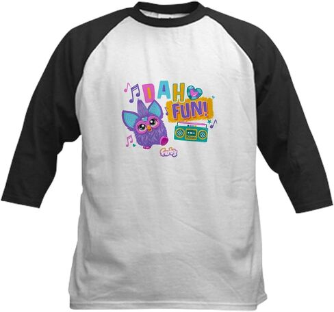 CafePress Furby Dah Fun Kids Baseball T Shirt Kids Cotton Baseball Jersey, 3/4 Raglan Sleeve Shirt in Saudi Arabia