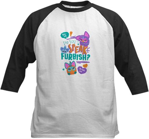 CafePress Furby Do You Speak Furbish Kids Baseball T Shirt Kids Cotton Baseball Jersey, 3/4 Raglan Sleeve Shirt in Saudi Arabia