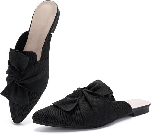 HIULYCENCE Mules for Women Pointed Toe Flats | Comfortable Knit Breathable Backless Slip on Mules flats for Business Work Office in Saudi Arabia
