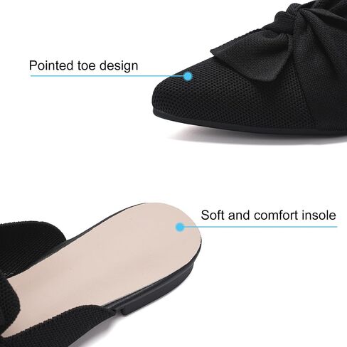 HIULYCENCE Mules for Women Pointed Toe Flats | Comfortable Knit Breathable Backless Slip on Mules flats for Business Work Office in Saudi Arabia