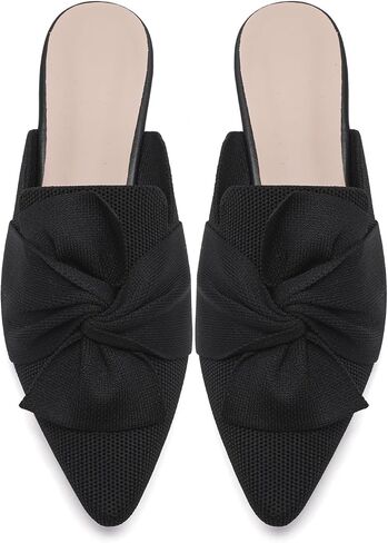 HIULYCENCE Mules for Women Pointed Toe Flats | Comfortable Knit Breathable Backless Slip on Mules flats for Business Work Office in Saudi Arabia