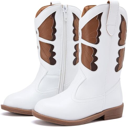 BMCiTYBM Toddler Little Girls Cowboy Cowgirl Boots Kids Pointed Toe Western Boots Mid Calf Side Zipper Riding Shoes for All Seasons (Toddler/Little Kid) in Kuwait
