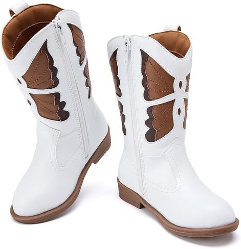 BMCiTYBM Toddler Little Girls Cowboy Cowgirl Boots Kids Pointed Toe Western Boots Mid Calf Side Zipper Riding Shoes for All Seasons (Toddler/Little Kid) in Kuwait