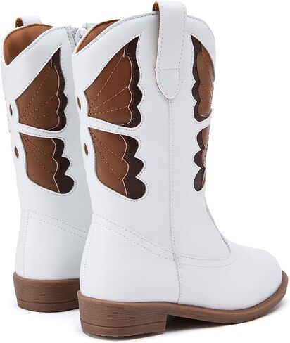 BMCiTYBM Toddler Little Girls Cowboy Cowgirl Boots Kids Pointed Toe Western Boots Mid Calf Side Zipper Riding Shoes for All Seasons (Toddler/Little Kid) in Kuwait