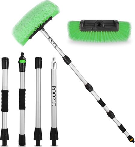 70" Car Wash Brush with Long Handle | Flow-Thru Car Washing Brush with Hose Attachment | 12-Inch Soft Bristle Brush Cleaning House Siding, Car, Truck, SUV, Boat, RV, Solar Panels, Green in Saudi Arabia