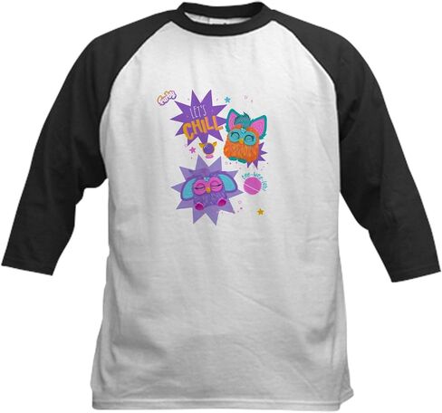 CafePress Furby Let's Chill Kids Baseball T Shirt Kids Cotton Baseball Jersey, 3/4 Raglan Sleeve Shirt in Saudi Arabia