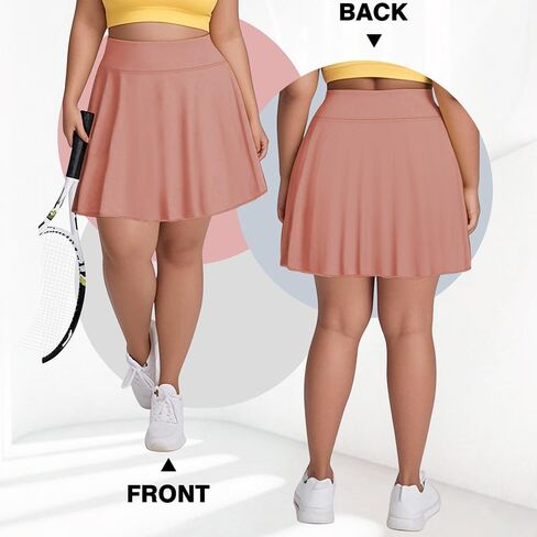UNICOLD Plus Size High-Waisted Skirt with Pockets Tummy-Control Women's Sports Short Skirt for Golf Yoga & Tennis for Casual in Kuwait