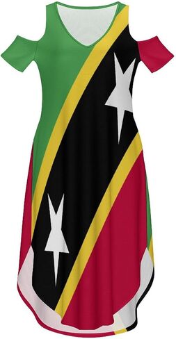 Fattyeery Elegant Casual Long Dress Sierra Leone Flag Off Shoulder Summer Sunshine Beach Skirts for Womens in Kuwait