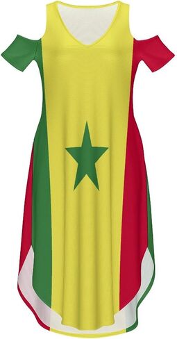 Fattyeery Elegant Casual Long Dress Sierra Leone Flag Off Shoulder Summer Sunshine Beach Skirts for Womens in Kuwait