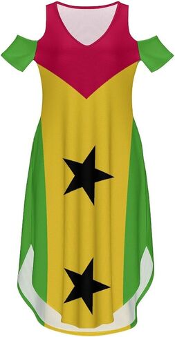 Fattyeery Elegant Casual Long Dress Sierra Leone Flag Off Shoulder Summer Sunshine Beach Skirts for Womens in Kuwait