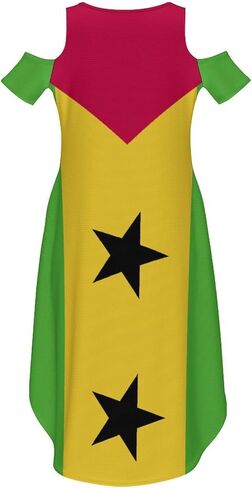 Fattyeery Elegant Casual Long Dress Sierra Leone Flag Off Shoulder Summer Sunshine Beach Skirts for Womens in Kuwait