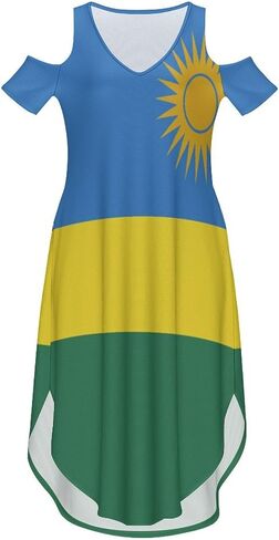 Fattyeery Elegant Casual Long Dress Sierra Leone Flag Off Shoulder Summer Sunshine Beach Skirts for Womens in Kuwait