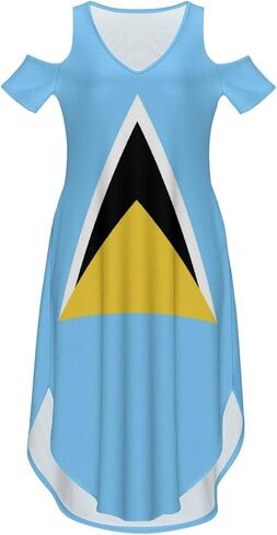 Fattyeery Elegant Casual Long Dress Sierra Leone Flag Off Shoulder Summer Sunshine Beach Skirts for Womens in Kuwait