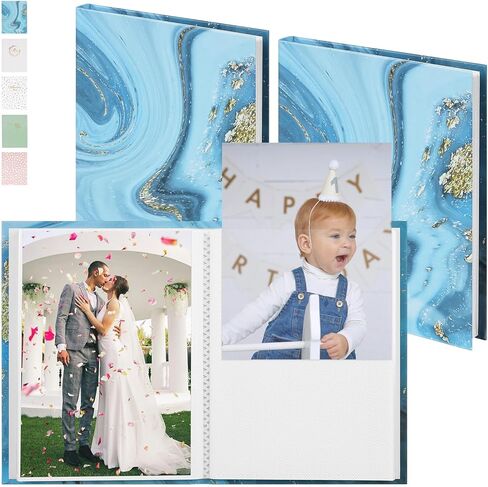 Small Photo Album 4x6 Pictures 2 Pack, Each Hold 36 Vertical Photos, Mini Waterproof Membrane Cover Picture Book for Wedding Baby Family Graduation Travel (Sage green with dandelion) in Kuwait