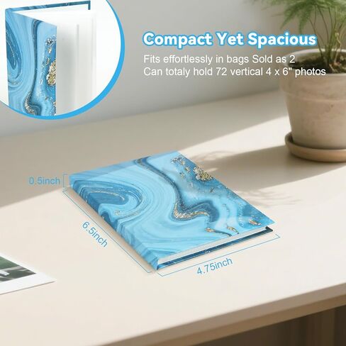 Small Photo Album 4x6 Pictures 2 Pack, Each Hold 36 Vertical Photos, Mini Waterproof Membrane Cover Picture Book for Wedding Baby Family Graduation Travel (Sage green with dandelion) in Kuwait