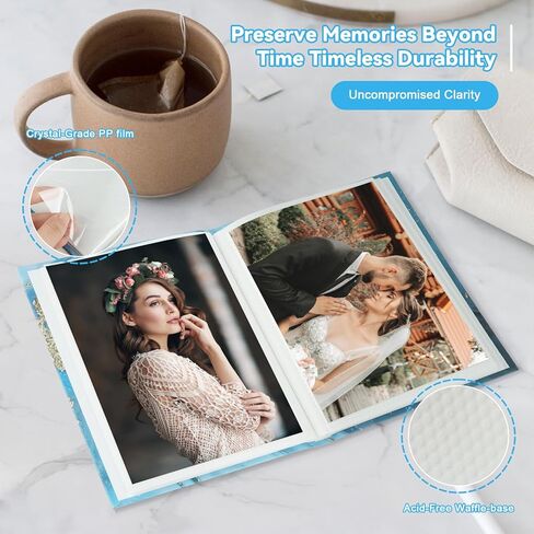 Small Photo Album 4x6 Pictures 2 Pack, Each Hold 36 Vertical Photos, Mini Waterproof Membrane Cover Picture Book for Wedding Baby Family Graduation Travel (Sage green with dandelion) in Kuwait