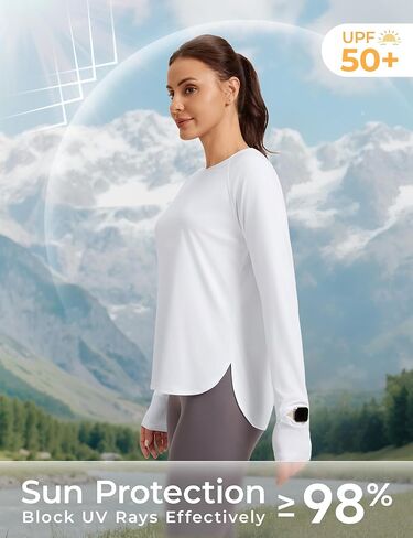 قمصان الشمس النسائية UPF 50+ Long Sleeve UV Protection Clothing SPF Tops Lightweight Equivitive Outdoor Outdoor in Kuwait