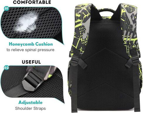 School Backpack for Boys, Water Resistant Kids Bookbag for Middle School Bags, Travel Laptop Backpack with USB Charging Port for Men Lightweight College Bookbag, Black in Saudi Arabia