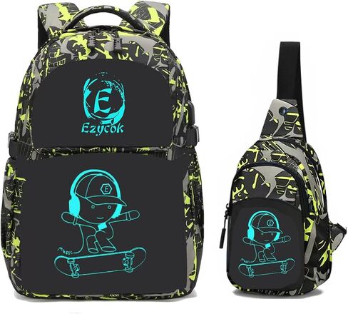 School Backpack for Boys, Water Resistant Kids Bookbag for Middle School Bags, Travel Laptop Backpack with USB Charging Port for Men Lightweight College Bookbag, Black in Saudi Arabia