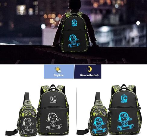 School Backpack for Boys, Water Resistant Kids Bookbag for Middle School Bags, Travel Laptop Backpack with USB Charging Port for Men Lightweight College Bookbag, Black in Saudi Arabia