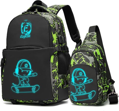 School Backpack for Boys, Water Resistant Kids Bookbag for Middle School Bags, Travel Laptop Backpack with USB Charging Port for Men Lightweight College Bookbag, Black in Saudi Arabia