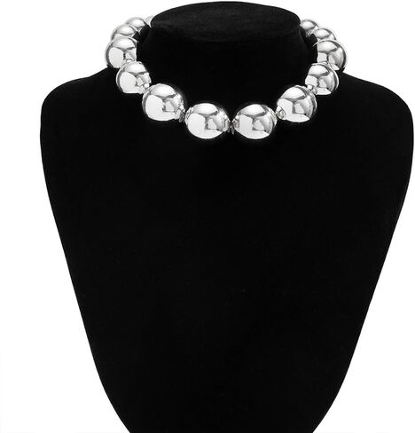 Dainty Chunky Gold Big Beaded Balls Stretch Necklace for Women Statement Large Round Ball Beads Collar Choker Necklaces Vintage Exaggerated Party Jewelry Gifts in Saudi Arabia