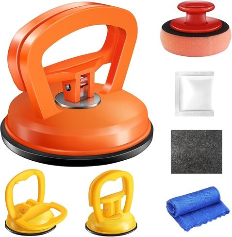 Dent Puller ، Car Dent Puller 3 Pack Dent Dread Tool Cup Cup Cup Suction Puller Dent Dent Kit للسيارة ومجموعة إصلاح Dent لجسم السيارة ، ورفع البلاط ، والكائنات المتحركة ، والشاشة (أصفر+برتقالي+أزرق) in Kuwait