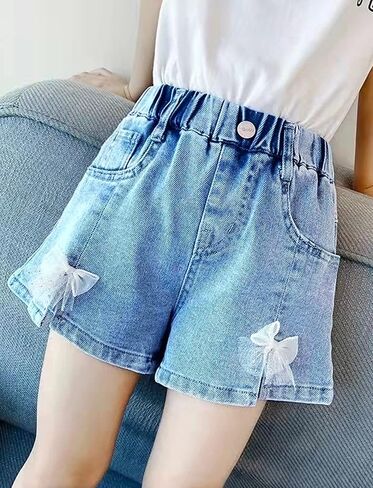 Happy Cherry Baby Girl Summer Denim Shorts Wide Leg Cute Cooling Jeans Hot Pants 1-13Y in Saudi Arabia