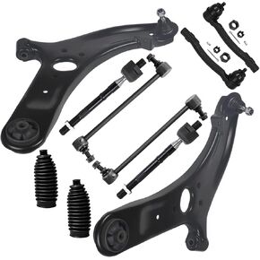 Detroit Axle - 10pc Front End Kit for Hyundai 2012-2017 Accent, 2 Lower Control Arms with Ball Joint Assembly 2 Sway Bars 4 Inner Outer Tie Rods 2 Boots 2013 2014 2015 2016 Replacement in Saudi Arabia