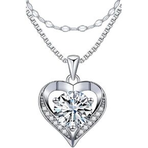 Moissanite Necklace, Women's Diamond Necklace, 'I LOVE YOU' Heart Pendant Necklace, 1-3 Carat Moissanite Pendant, 925 Sterling Silver Electroplated With 18k Gold Necklace, The Best Gift for Wife, Girlfriend, Mother and Daughter. in Saudi Arabia