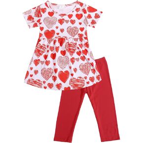 البنات الصغار بنطلون مجموعة الحب والملابس الوردية القلب مجموعة اللباس تي شيرت الكشك in Kuwait