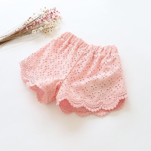 Toddler Girl's Eyelet Lace Shorts Hollow Out Embroidery Elastic Waist Scallop Trim Boho Shorts Cute Beach Outfits in Saudi Arabia