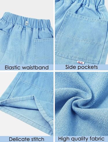 Happy Cherry Baby Girl Summer Denim Shorts Wide Leg Cute Cooling Jeans Hot Pants 1-13Y in Saudi Arabia