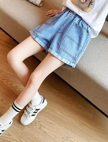 Happy Cherry Baby Girl Summer Denim Shorts Wide Leg Cute Cooling Jeans Hot Pants 1-13Y in Saudi Arabia