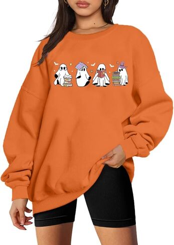 Halloween Sweatshirt for Women Ghost Book Sweatshirts Spooky Season Sweater Halloweentown Pullover Graphic Tops in Kuwait