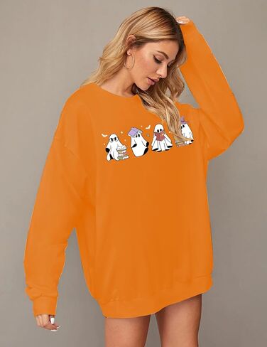 Halloween Sweatshirt for Women Ghost Book Sweatshirts Spooky Season Sweater Halloweentown Pullover Graphic Tops in Kuwait