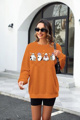 Halloween Sweatshirt for Women Ghost Book Sweatshirts Spooky Season Sweater Halloweentown Pullover Graphic Tops in Kuwait