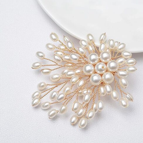 Charm White Pearl Brooch Pins for Women,Striking Large Pearl Flower Statement Costume Pin Graceful Wedding Anniversary Prom Jewelry Gifts in Saudi Arabia