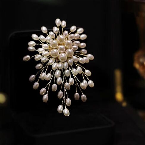 Charm White Pearl Brooch Pins for Women,Striking Large Pearl Flower Statement Costume Pin Graceful Wedding Anniversary Prom Jewelry Gifts in Saudi Arabia