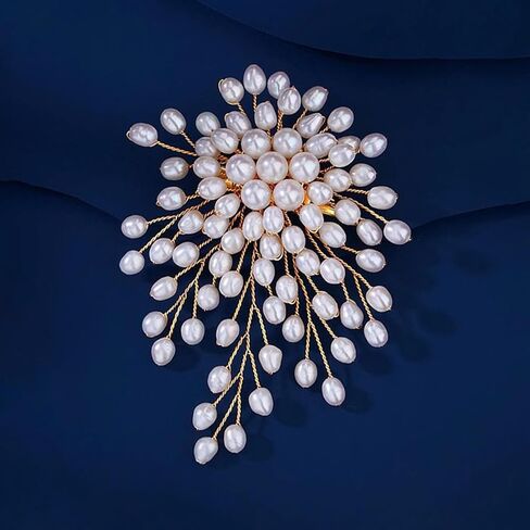 Charm White Pearl Brooch Pins for Women,Striking Large Pearl Flower Statement Costume Pin Graceful Wedding Anniversary Prom Jewelry Gifts in Saudi Arabia