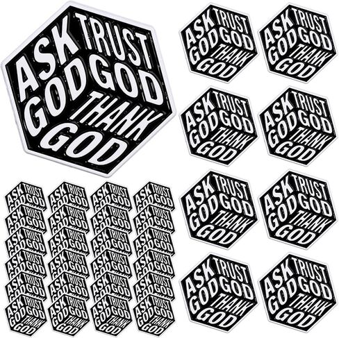 Christian Lapel Pins Inspiration Religious Gift Dice, Ask Trust Thank God Pins for First Communion Church Honor Society Badge Brooch in Saudi Arabia