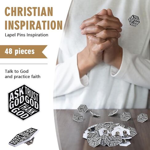 Christian Lapel Pins Inspiration Religious Gift Dice, Ask Trust Thank God Pins for First Communion Church Honor Society Badge Brooch in Saudi Arabia