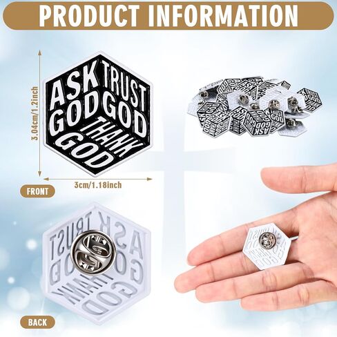 Christian Lapel Pins Inspiration Religious Gift Dice, Ask Trust Thank God Pins for First Communion Church Honor Society Badge Brooch in Saudi Arabia