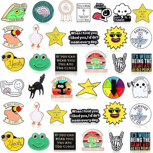 Kenning 100 pcs Funny Monamel Pins Cool Fun Button Frail Lapel Metal Brooch Pin Sarcastic Pins Bins Brouches سخيفة لأكياس الملابس حقائب الظهر الملحق in Saudi Arabia