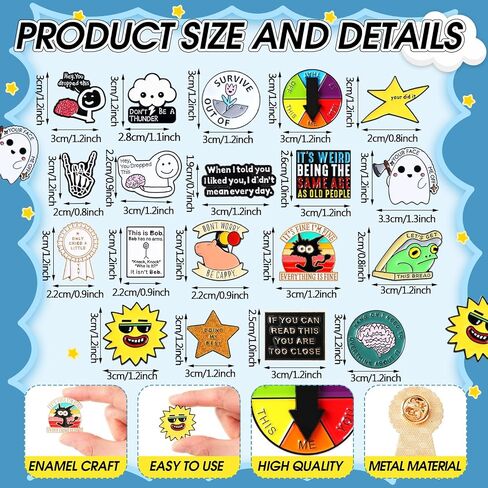 Kenning 100 pcs Funny Monamel Pins Cool Fun Button Frail Lapel Metal Brooch Pin Sarcastic Pins Bins Brouches سخيفة لأكياس الملابس حقائب الظهر الملحق in Saudi Arabia