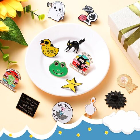 Kenning 100 pcs Funny Monamel Pins Cool Fun Button Frail Lapel Metal Brooch Pin Sarcastic Pins Bins Brouches سخيفة لأكياس الملابس حقائب الظهر الملحق in Saudi Arabia