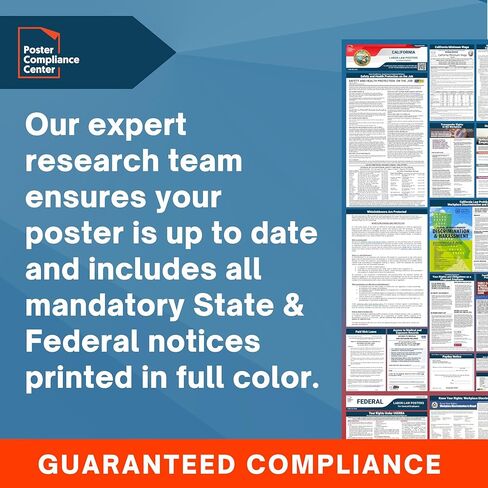 Labor Law Posters 2024 - California Labor Law Poster State, Federal, OSHA Compliant, Accurate & Up to Date, Includes June Updates, Laminated Labor Law Poster 2024 California, 24"w x 36"h (English) in Kuwait