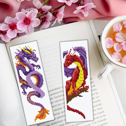 طقم إشارات مرجعية للهالوين مكون من 6 قطع من ORIGACH للمبتدئين، مجموعة إشارات مرجعية للتطريز مختومة للمبتدئين، مجموعة غرز متقاطعة مطبوعة مع تعليمات لمحبي الكتب in Kuwait