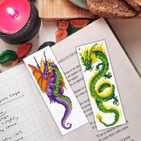 طقم إشارات مرجعية للهالوين مكون من 6 قطع من ORIGACH للمبتدئين، مجموعة إشارات مرجعية للتطريز مختومة للمبتدئين، مجموعة غرز متقاطعة مطبوعة مع تعليمات لمحبي الكتب in Kuwait